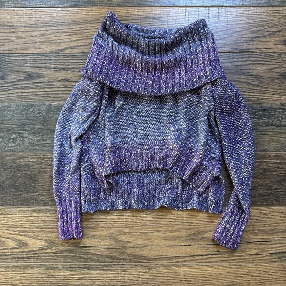 American Eagle Outfitters Purple Marled Off Shoulder Sweater Women’s M Y2K - Picture 1 of 4